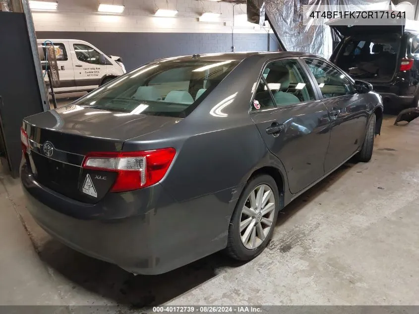 2012 Toyota Camry Xle VIN: 4T4BF1FK7CR171641 Lot: 40172739