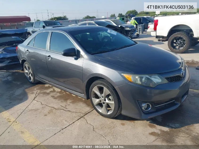 2012 Toyota Camry Se V6 VIN: 4T1BK1FK4CU503136 Lot: 40174841