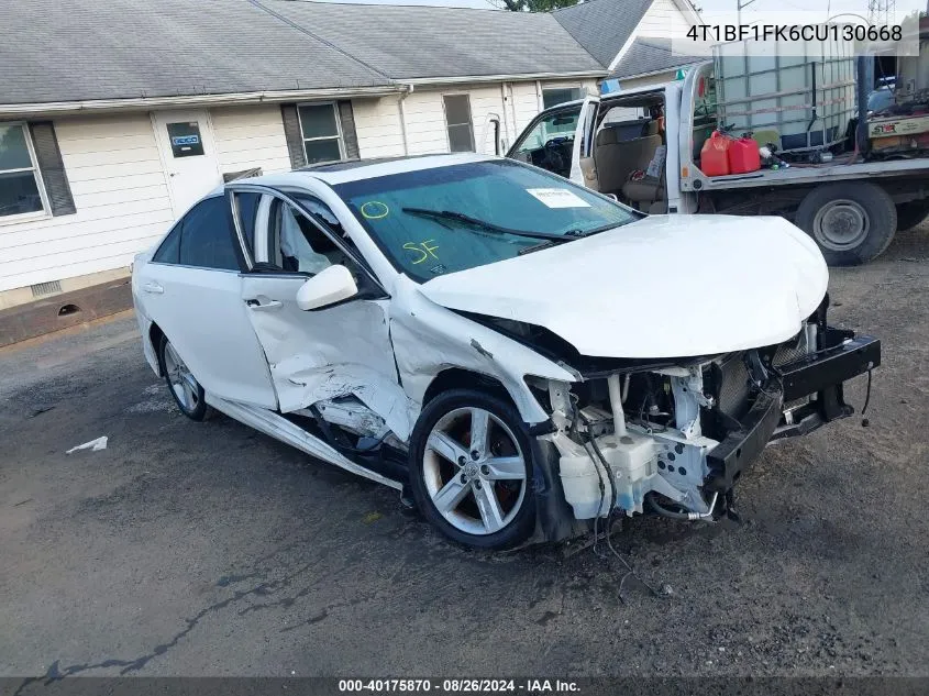 2012 Toyota Camry Se VIN: 4T1BF1FK6CU130668 Lot: 40175870