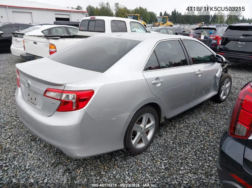 2012 Toyota Camry Se VIN: 4T1BF1FK5CU503215 Lot: 40176278