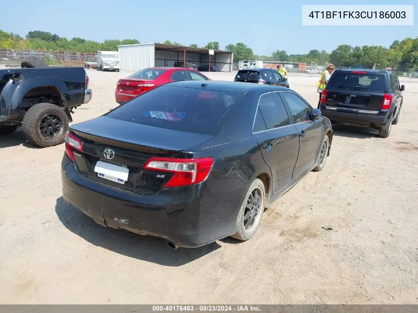 2012 Toyota Camry Se Limited Edition VIN: 4T1BF1FK3CU186003 Lot: 40176463