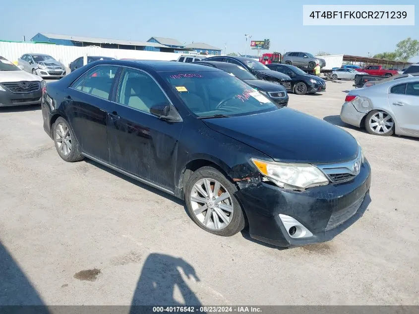 2012 Toyota Camry Xle VIN: 4T4BF1FK0CR271239 Lot: 40176542