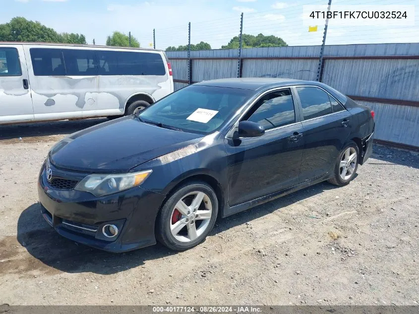 2012 Toyota Camry Se VIN: 4T1BF1FK7CU032524 Lot: 40177124