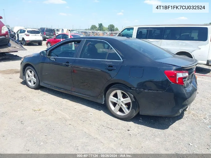 2012 Toyota Camry Se VIN: 4T1BF1FK7CU032524 Lot: 40177124