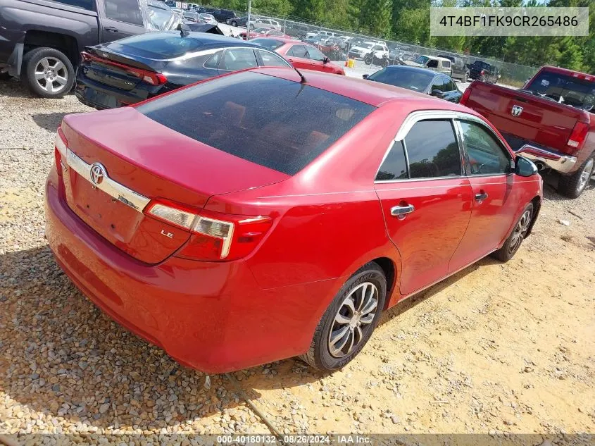 4T4BF1FK9CR265486 2012 Toyota Camry Le