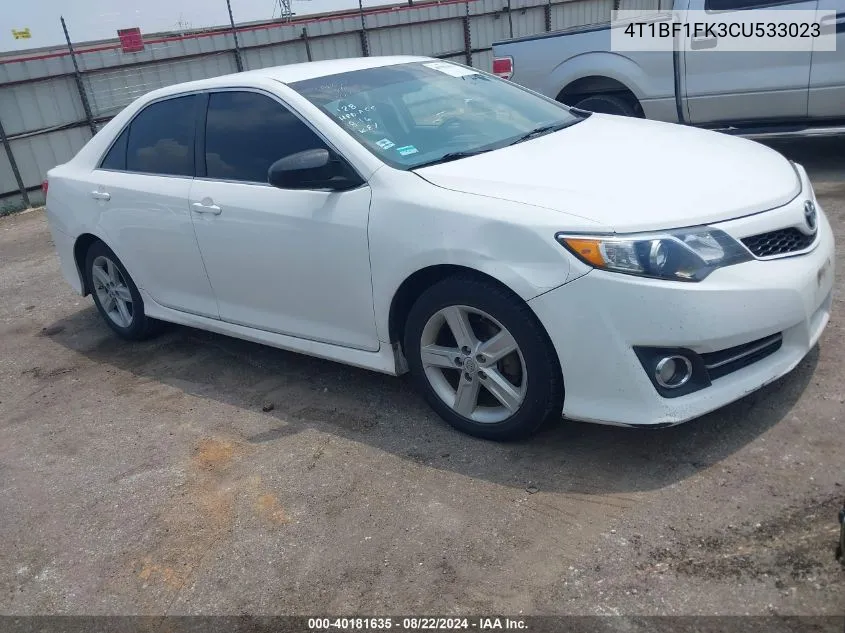 2012 Toyota Camry Se VIN: 4T1BF1FK3CU533023 Lot: 40181635