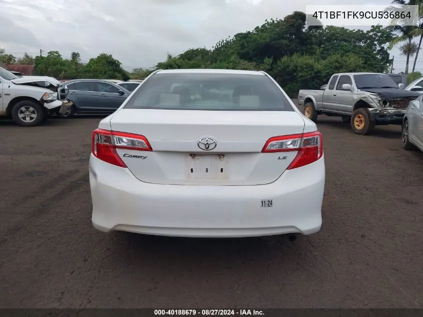 2012 Toyota Camry Le VIN: 4T1BF1FK9CU536864 Lot: 40188679