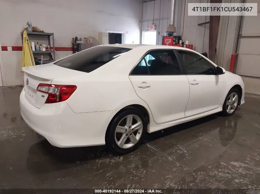 2012 Toyota Camry Se VIN: 4T1BF1FK1CU543467 Lot: 40192144