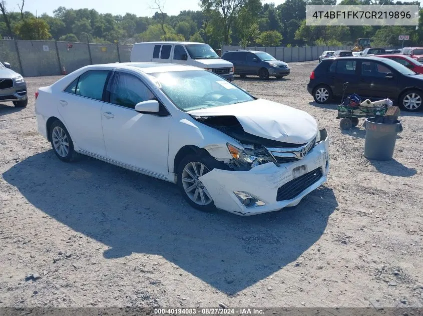 2012 Toyota Camry Xle VIN: 4T4BF1FK7CR219896 Lot: 40194083