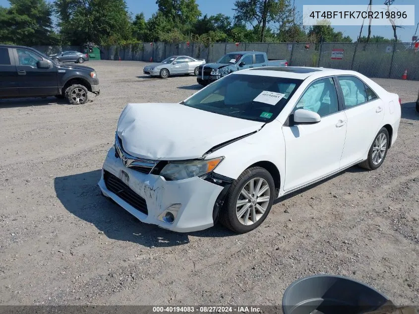 2012 Toyota Camry Xle VIN: 4T4BF1FK7CR219896 Lot: 40194083