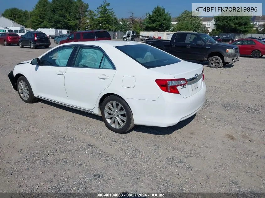 2012 Toyota Camry Xle VIN: 4T4BF1FK7CR219896 Lot: 40194083