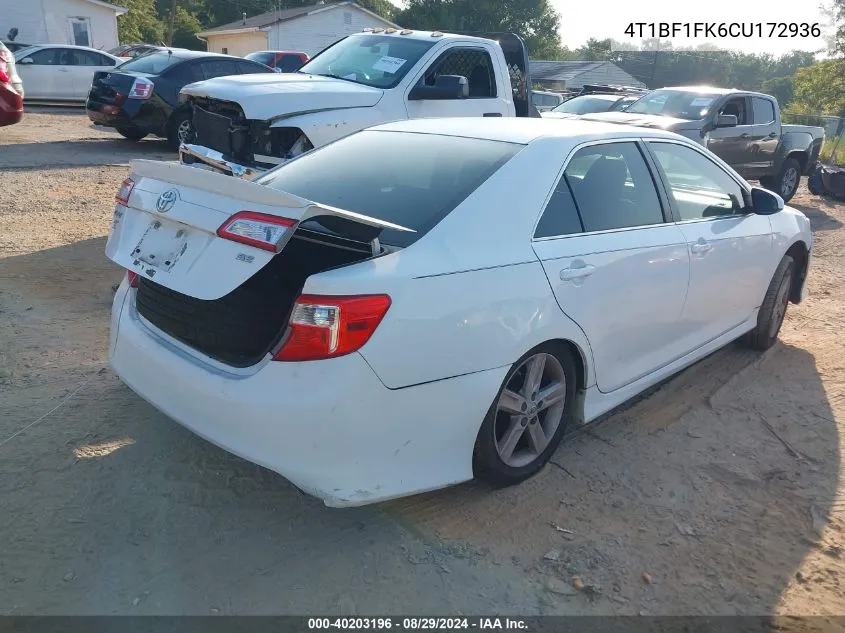 2012 Toyota Camry Se VIN: 4T1BF1FK6CU172936 Lot: 40203196