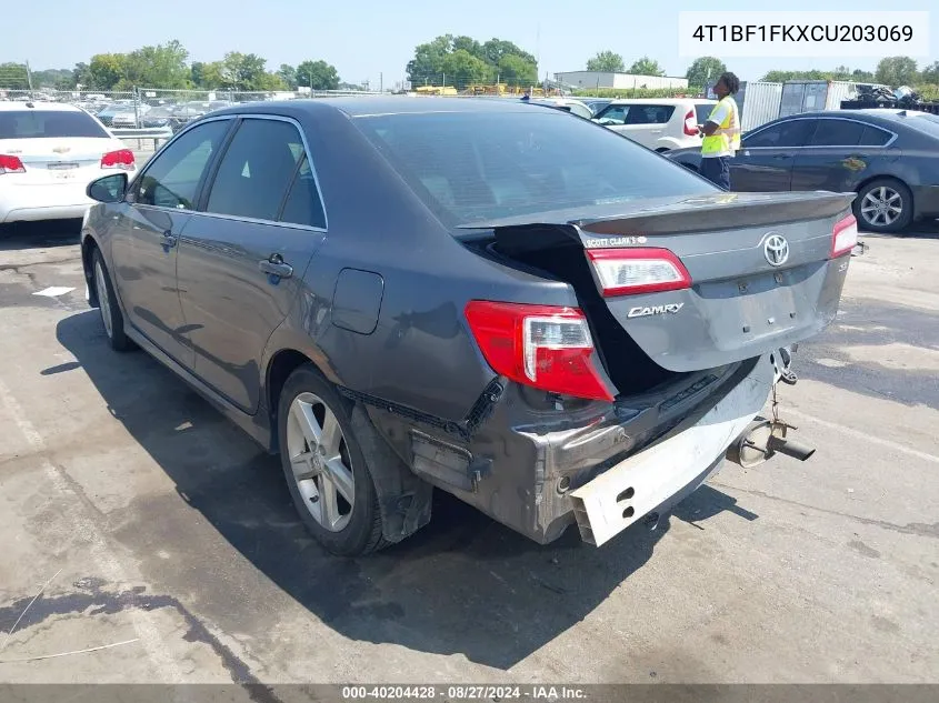 2012 Toyota Camry Se VIN: 4T1BF1FKXCU203069 Lot: 40204428