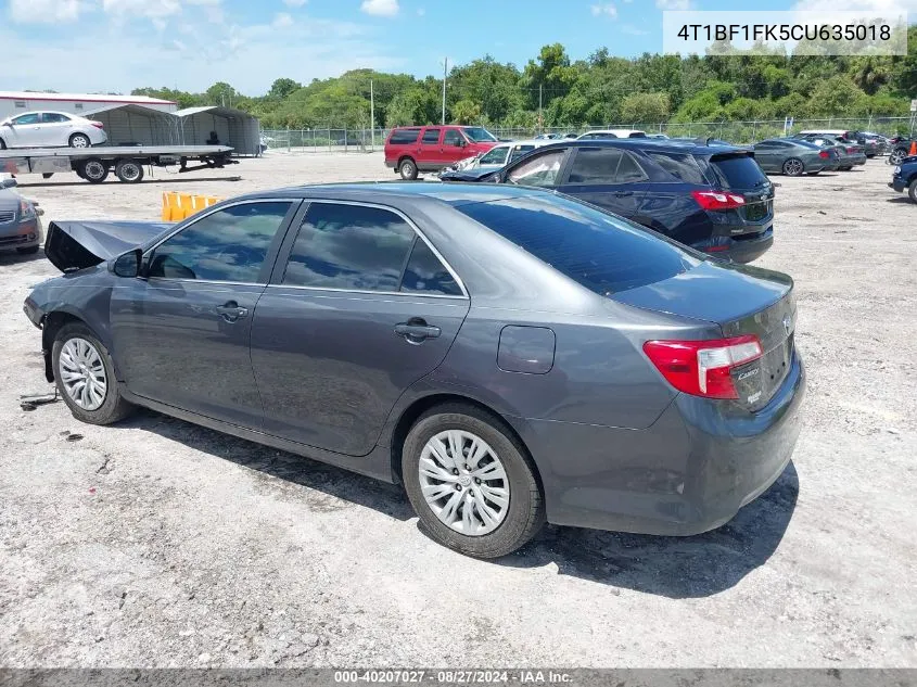 2012 Toyota Camry L VIN: 4T1BF1FK5CU635018 Lot: 40207027