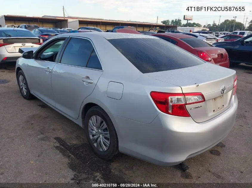 2012 Toyota Camry Le VIN: 4T1BF1FK2CU587655 Lot: 40210758