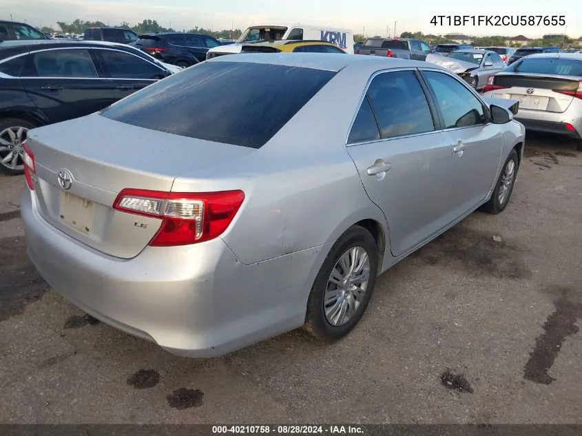 2012 Toyota Camry Le VIN: 4T1BF1FK2CU587655 Lot: 40210758