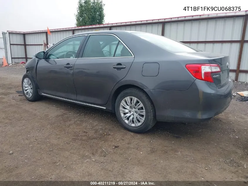 2012 Toyota Camry Le VIN: 4T1BF1FK9CU068375 Lot: 40211219