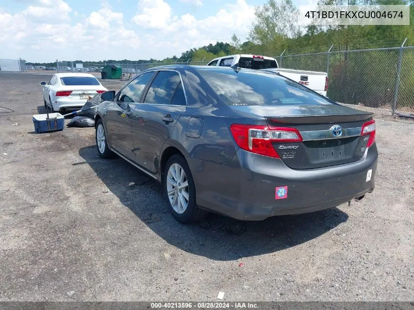 2012 Toyota Camry Hybrid Xle VIN: 4T1BD1FKXCU004674 Lot: 40213596