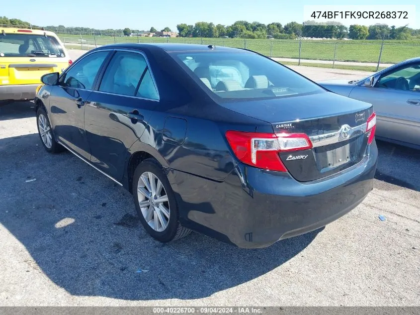 2012 Toyota Camry Xle VIN: 474BF1FK9CR268372 Lot: 40226700