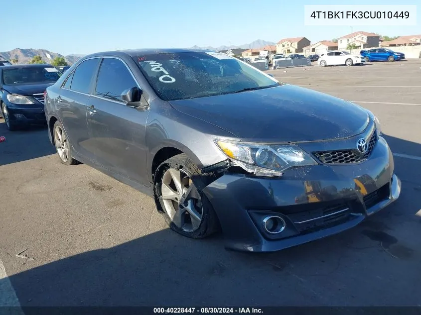 2012 Toyota Camry Se V6 VIN: 4T1BK1FK3CU010449 Lot: 40228447