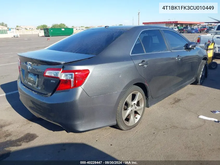 4T1BK1FK3CU010449 2012 Toyota Camry Se V6