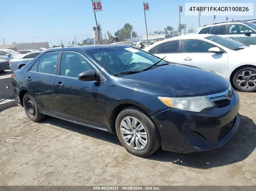 4T4BF1FK4CR190826 2012 Toyota Camry Le