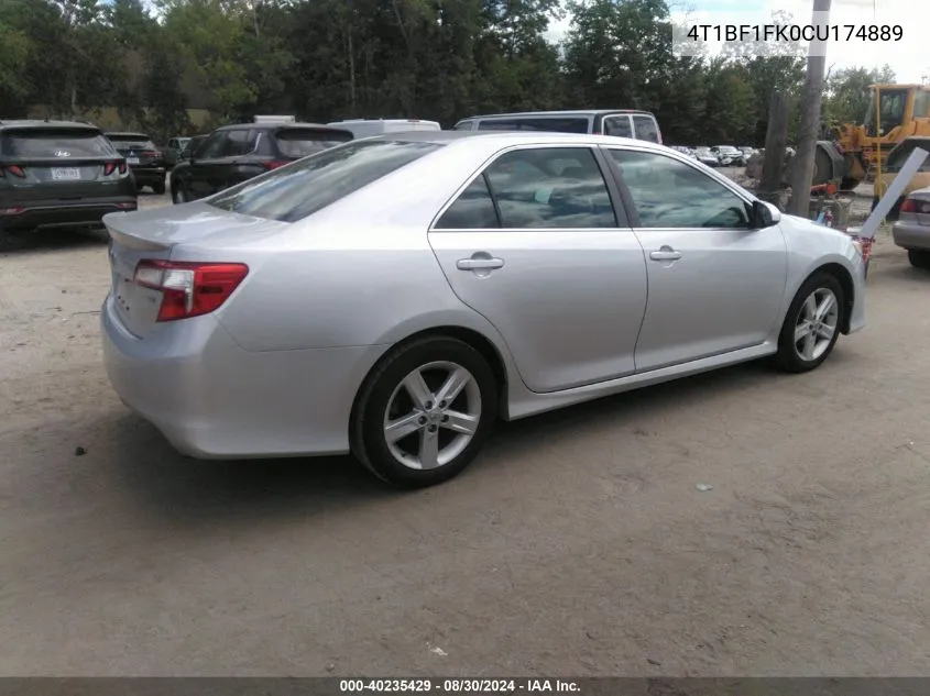 2012 Toyota Camry Se VIN: 4T1BF1FK0CU174889 Lot: 40235429