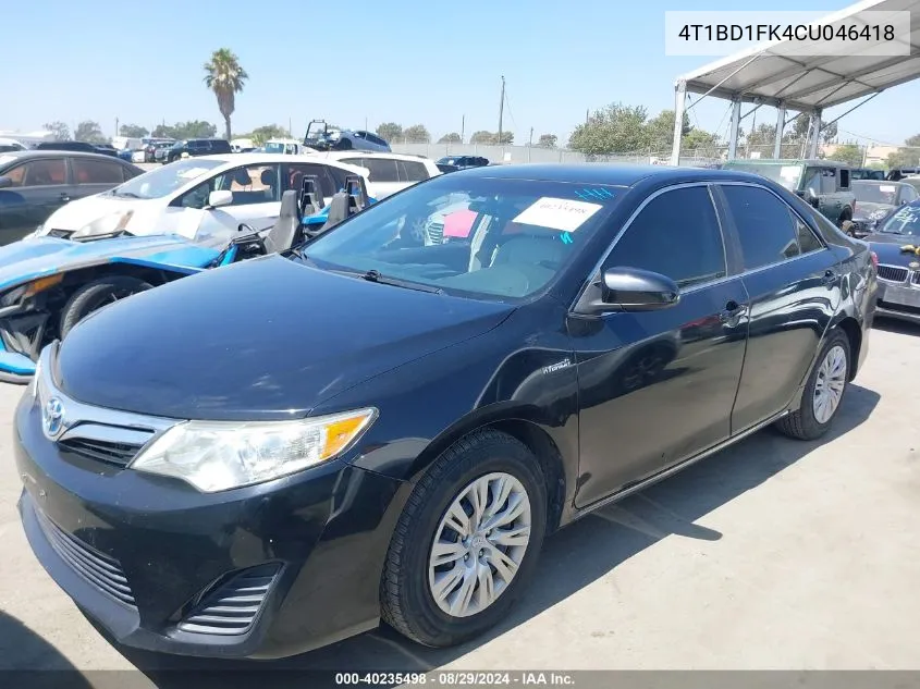 4T1BD1FK4CU046418 2012 Toyota Camry Hybrid Le