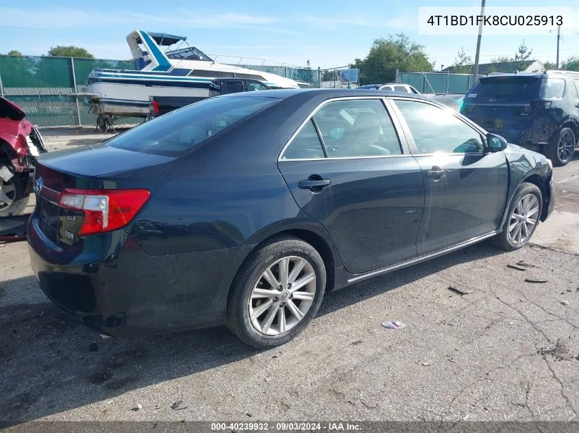 2012 Toyota Camry Hybrid Xle VIN: 4T1BD1FK8CU025913 Lot: 40239932