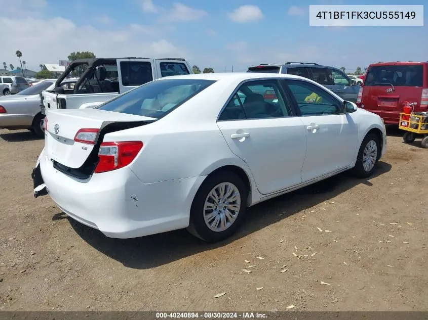 2012 Toyota Camry Le VIN: 4T1BF1FK3CU555149 Lot: 40240894