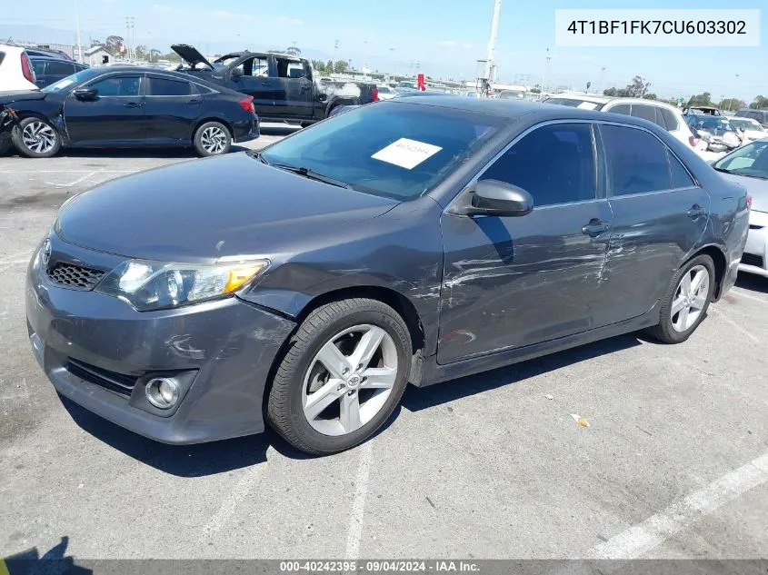 2012 Toyota Camry Se VIN: 4T1BF1FK7CU603302 Lot: 40242395