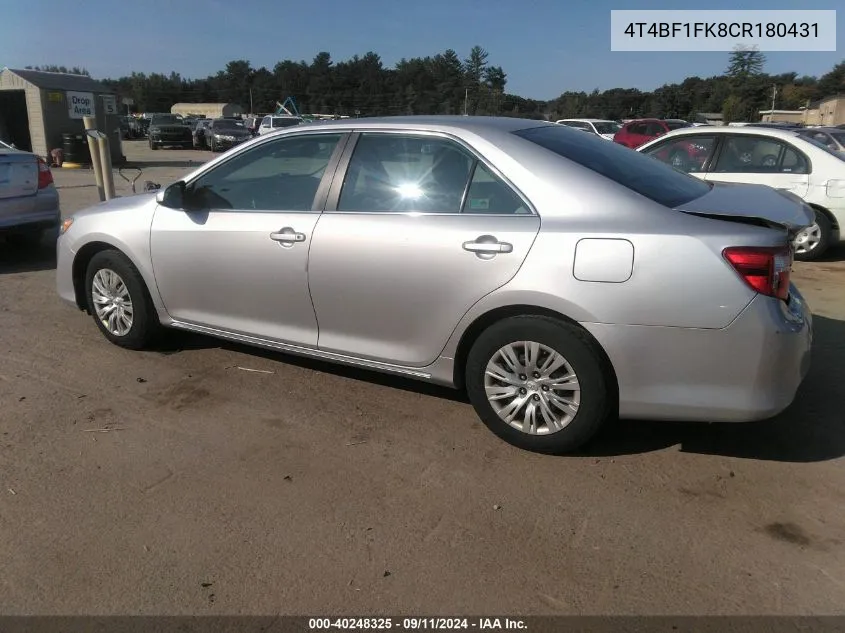 2012 Toyota Camry Le VIN: 4T4BF1FK8CR180431 Lot: 40248325