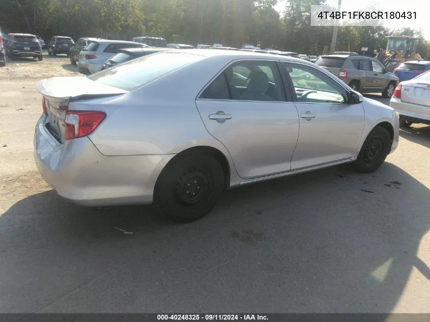 4T4BF1FK8CR180431 2012 Toyota Camry Le