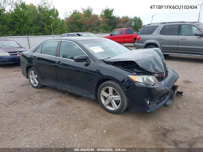 2012 Toyota Camry Se VIN: 4T1BF1FK6CU102434 Lot: 40249299