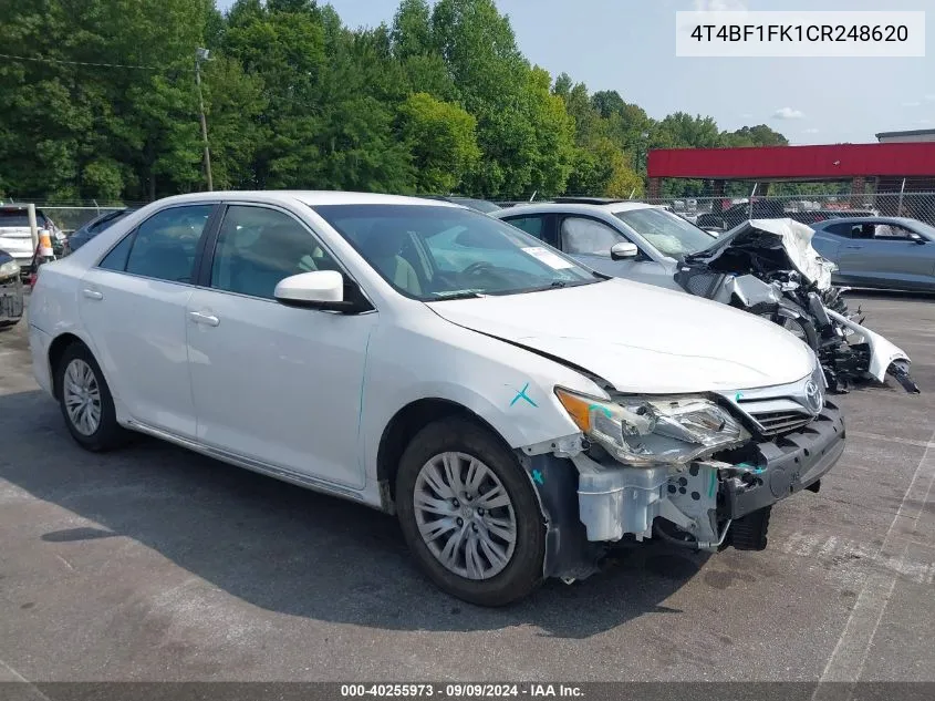 2012 Toyota Camry Le VIN: 4T4BF1FK1CR248620 Lot: 40255973