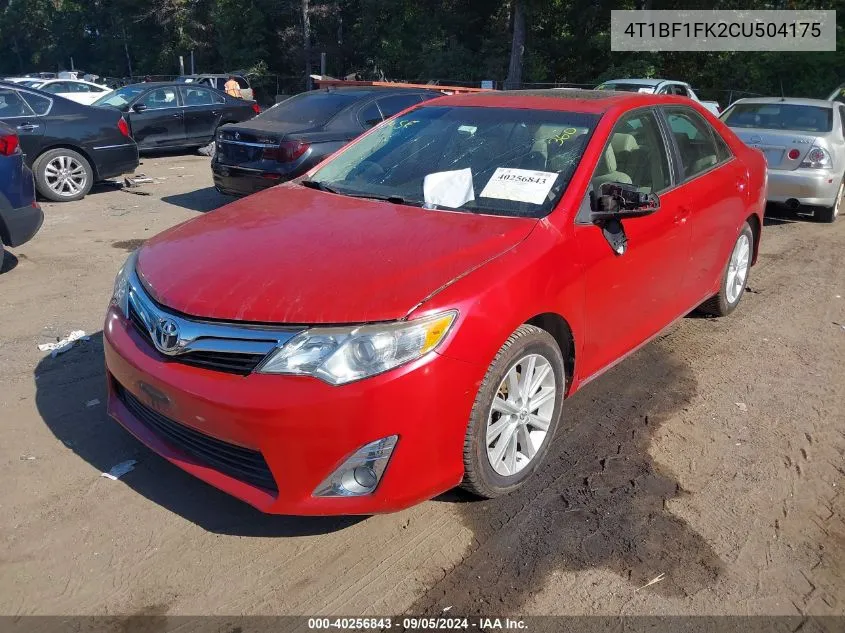 2012 Toyota Camry Se/Le/Xle VIN: 4T1BF1FK2CU504175 Lot: 40256843