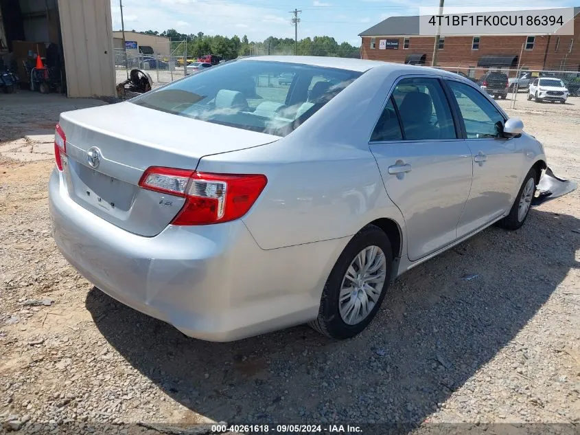 2012 Toyota Camry Se/Le/Xle VIN: 4T1BF1FK0CU186394 Lot: 40261618