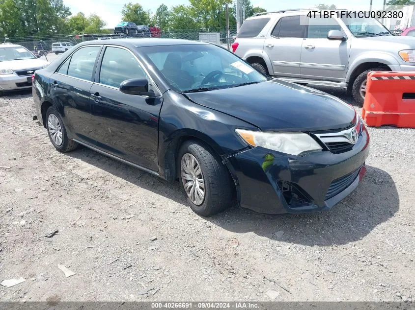 2012 Toyota Camry Le VIN: 4T1BF1FK1CU092380 Lot: 40266691