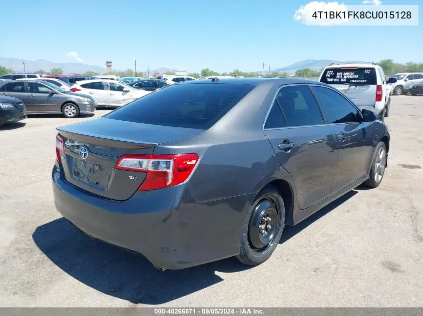 4T1BK1FK8CU015128 2012 Toyota Camry Se V6