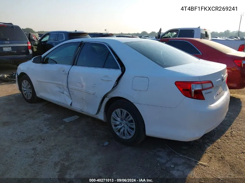 2012 Toyota Camry Se/Le/Xle VIN: 4T4BF1FKXCR269241 Lot: 40271013