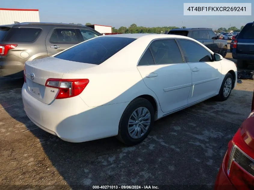 2012 Toyota Camry Se/Le/Xle VIN: 4T4BF1FKXCR269241 Lot: 40271013