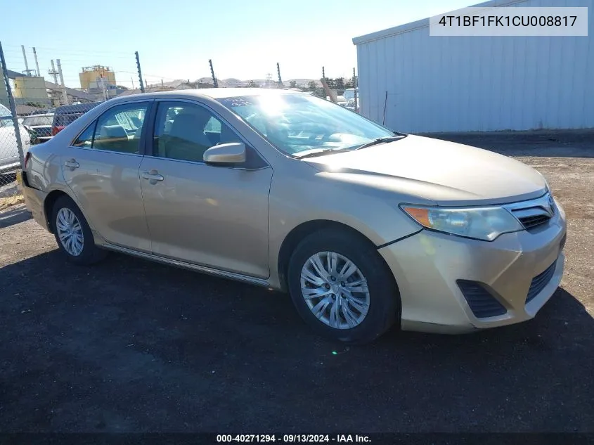 2012 Toyota Camry Le VIN: 4T1BF1FK1CU008817 Lot: 40271294