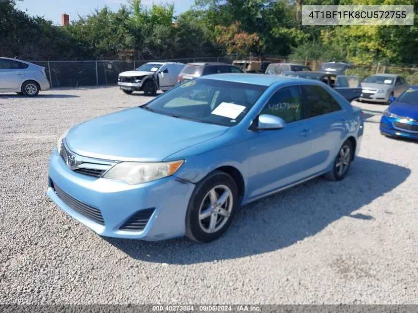 2012 Toyota Camry Le VIN: 4T1BF1FK8CU572755 Lot: 40273084