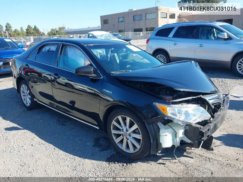 2012 Toyota Camry Hybrid Xle VIN: 4T1BD1FK8CU031016 Lot: 40276486