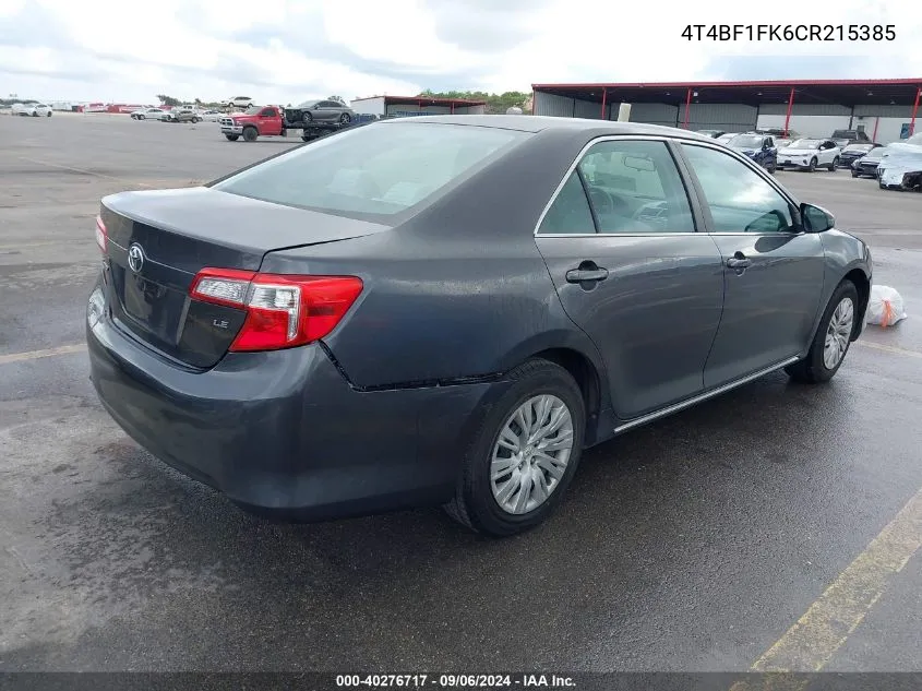 2012 Toyota Camry Le VIN: 4T4BF1FK6CR215385 Lot: 40276717