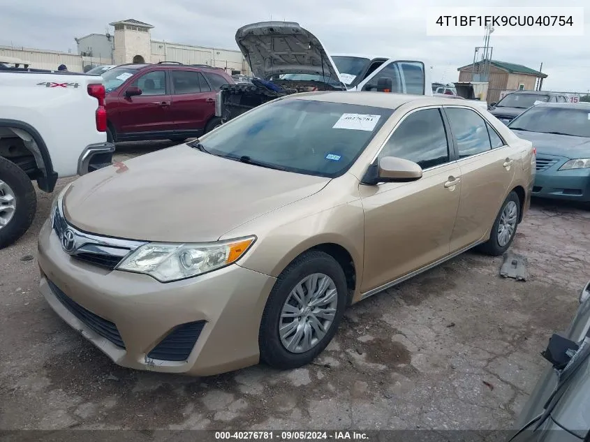 2012 Toyota Camry Le VIN: 4T1BF1FK9CU040754 Lot: 40276781