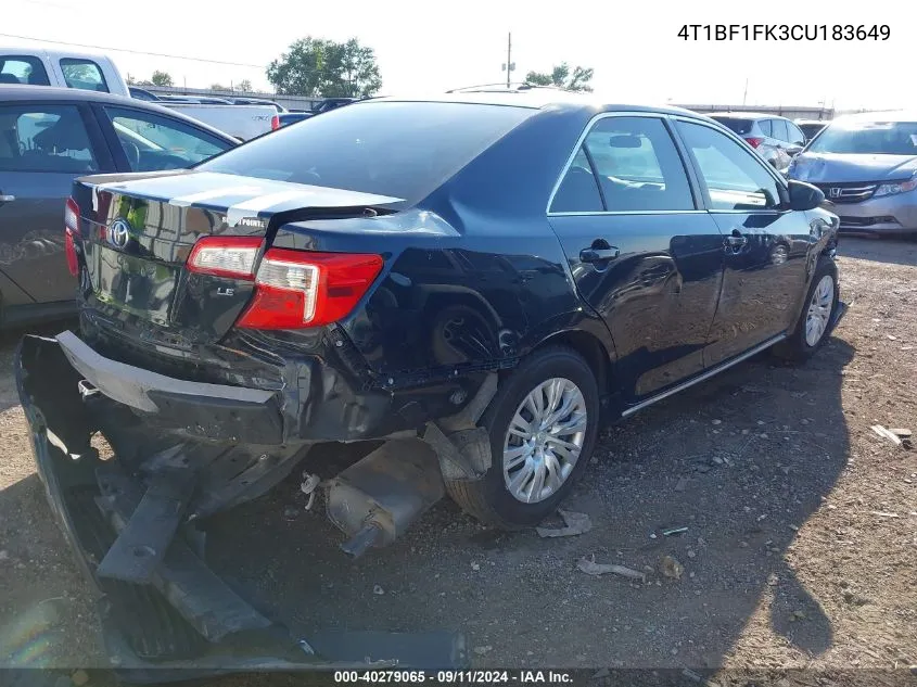 4T1BF1FK3CU183649 2012 Toyota Camry Le