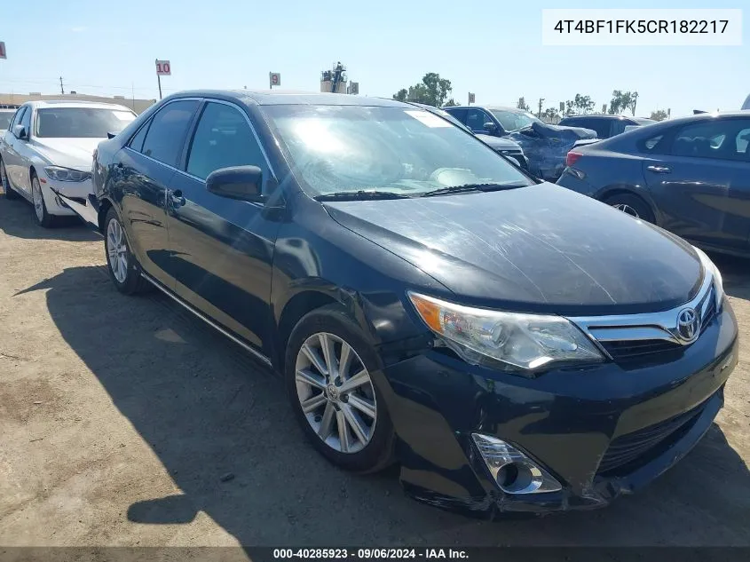 2012 Toyota Camry Xle VIN: 4T4BF1FK5CR182217 Lot: 40285923