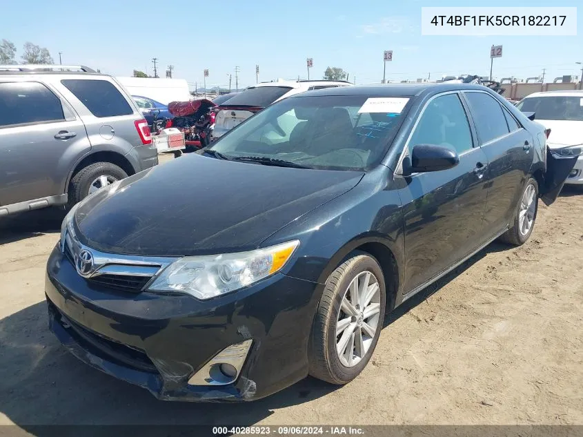 2012 Toyota Camry Xle VIN: 4T4BF1FK5CR182217 Lot: 40285923