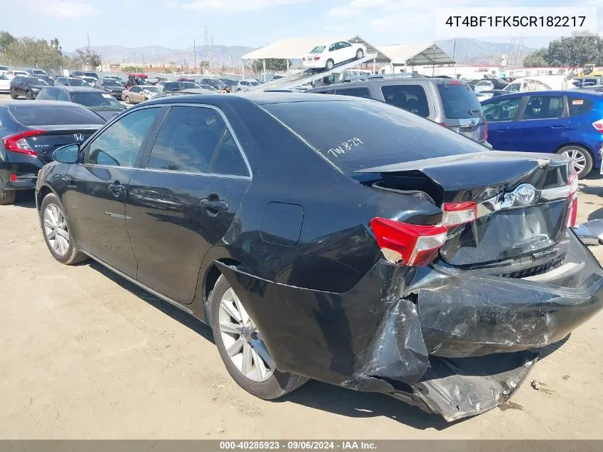 2012 Toyota Camry Xle VIN: 4T4BF1FK5CR182217 Lot: 40285923